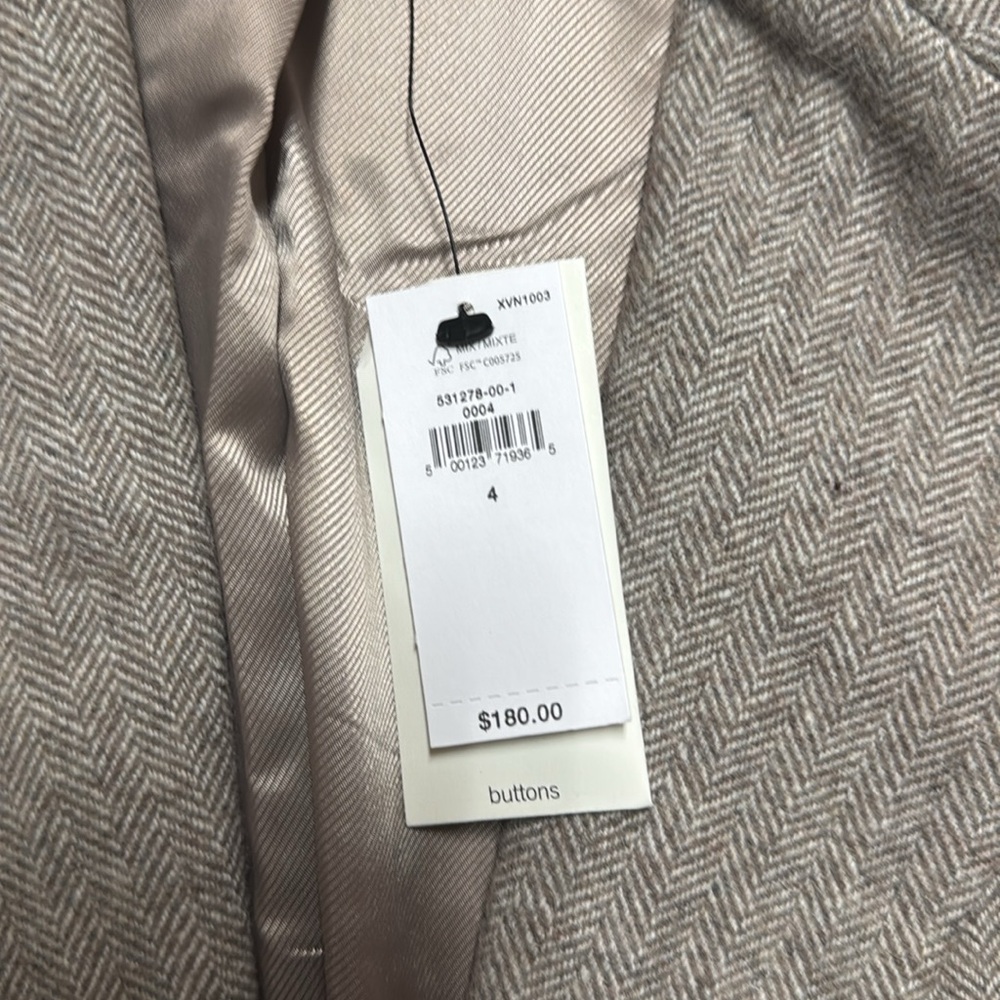 Banana Republic Factory women Wool-Blend Herringbone Blazer. Size 4. NWT! - Picture 6 of 14
